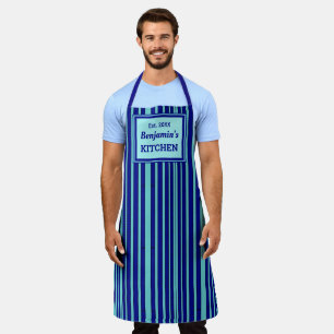 Geometrisches Muster für Koch Blue Stripe personal Schürze