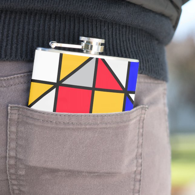 Geometrisches Muster für mehrfarbige Quadrate Flachmann (Beispiel)