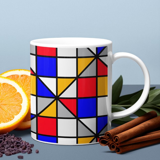 Geometrisches Muster für mehrfarbige Quadrate Kaffeetasse (Mugs)