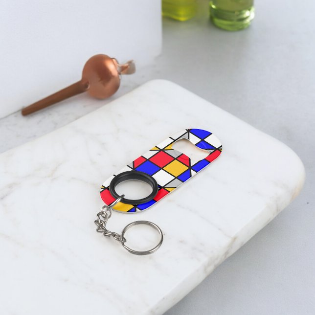 Geometrisches Muster für mehrfarbige Quadrate Mini Flaschenöffner (Bottle Openers)