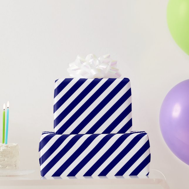 Geometrisches Muster für moderne Blaue Streifen Geschenkpapier (Partygeschenke)