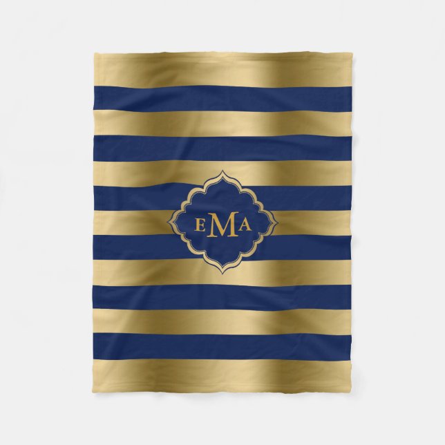 Geometrisches Muster für monogrammatikales Gold &  Fleecedecke (Vorderseite)