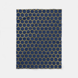 Geometrisches Muster für Navy Blue & Gold Hexagon Fleecedecke