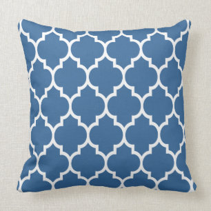 Geometrisches Muster für Navy Blue und White Quatr Kissen