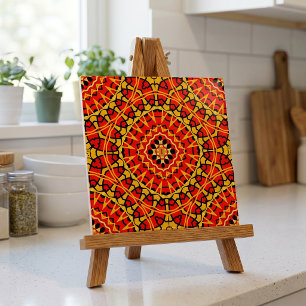 Geometrisches Muster für Red & Orange Oriental Boh Fliese