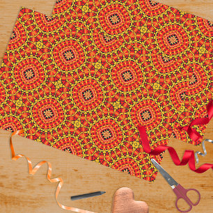 Geometrisches Muster für Red & Orange Oriental Boh Seidenpapier