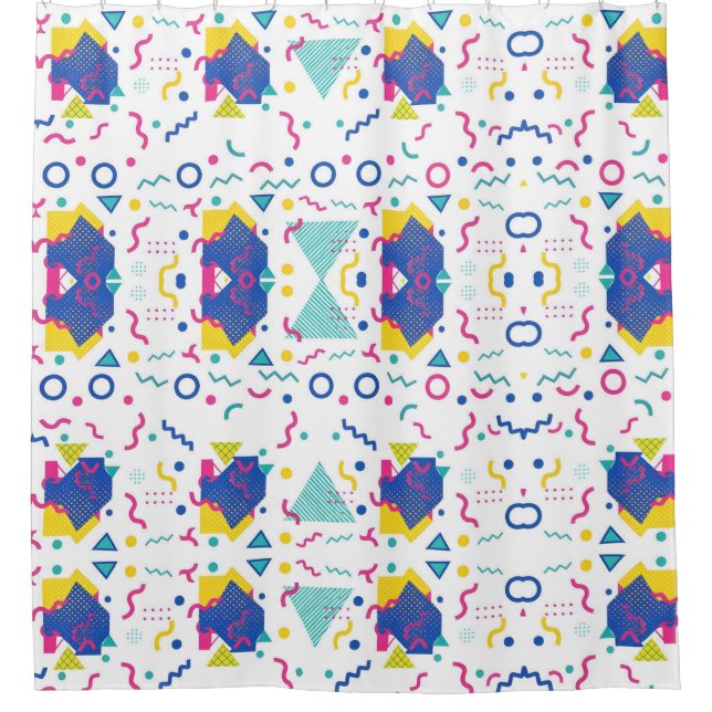 Geometrisches Muster für Retro-Memphis Duschvorhang (Vorderseite)