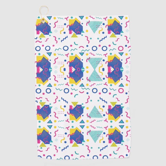 Geometrisches Muster für Retro-Memphis Golfhandtuch (Vorderseite)