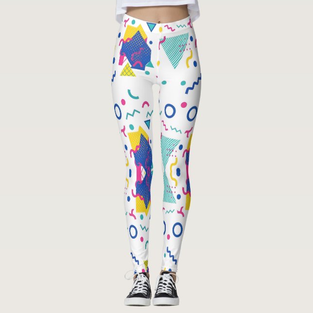 Geometrisches Muster für Retro-Memphis Leggings (Vorderseite)
