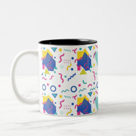 Geometrisches Muster für Retro-Memphis Zweifarbige Tasse