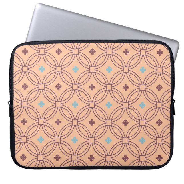 Geometrisches Muster für Retro-rosa und blaue Verr Laptopschutzhülle (Vorderseite)