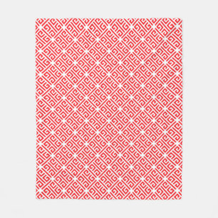 Geometrisches Muster für rote und weiße griechisch Fleecedecke