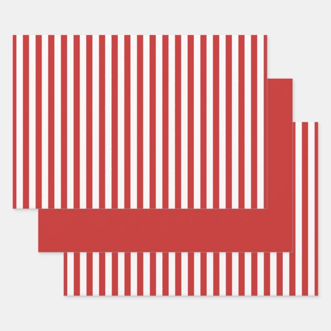 Geometrisches Muster für rote weiße Streifen Geschenkpapier Set (Set)