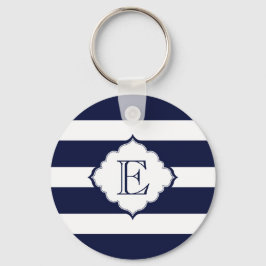Geometrisches Muster für Royal Blue und White Stri Schlüsselanhänger