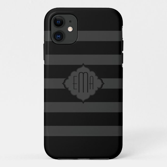 Geometrisches Muster für schwarz-dunkelgraue Strei Case-Mate iPhone Hülle (Rückseite)