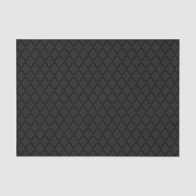 Geometrisches Muster für Schwarz/Grau-Kat-Quatrefo Seidenpapier (Vorderseite)