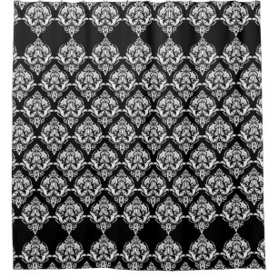 Geometrisches Muster für schwarze, schwarze Floral Duschvorhang