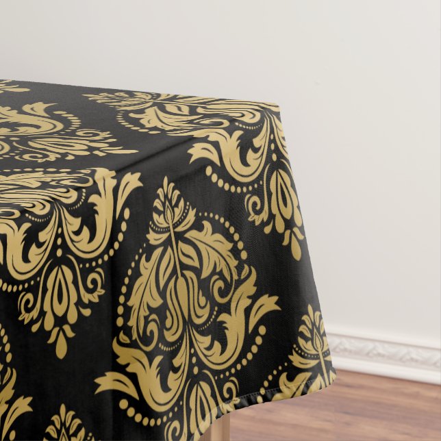Geometrisches Muster für schwarze und goldene flor Tischdecke (Beispiel)