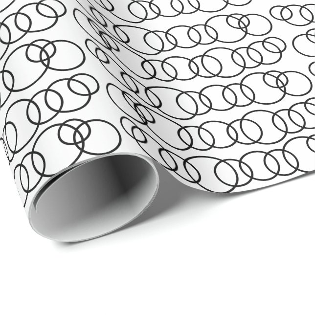 Geometrisches Muster für schwarze und weiße Kreise Geschenkpapier (Rolleneckpunkt)