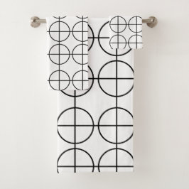 Geometrisches Muster für Schwarzweiß Badhandtuch Set