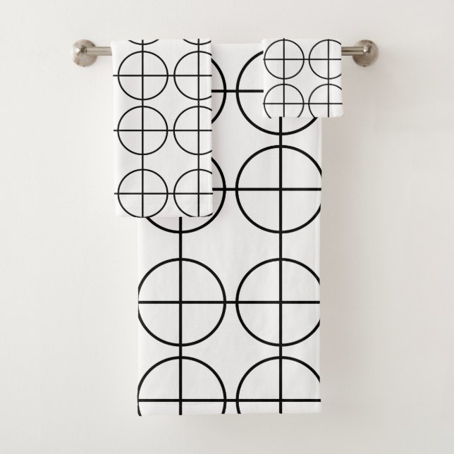 Geometrisches Muster für Schwarzweiß Badhandtuch Set (Insitu)