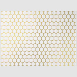 Geometrisches Muster für Weiß und Gold Hexagon Seidenpapier