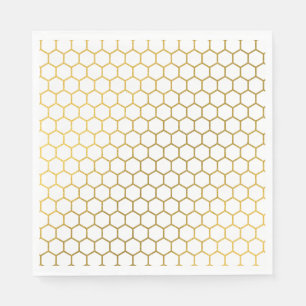 Geometrisches Muster für Weiß und Gold Hexagon Serviette