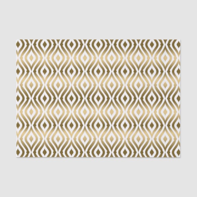 Geometrisches Muster für White & Imitats Gold Quat Seidenpapier (Vorderseite)