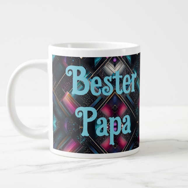 Geometrisches  Muster Galaxy Jumbo-Tasse (Links)