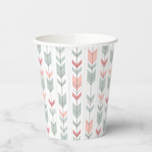 Geometrisches Muster im Retrostil Pappbecher (Links)