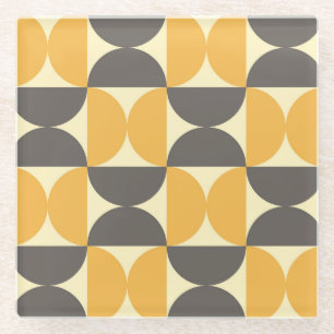 Geometrisches Muster im Stil der Mitte des 20. Jah Glasuntersetzer