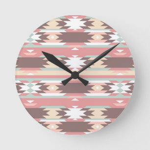 Geometrisches Muster in aztekischer Art 2 Runde Wanduhr