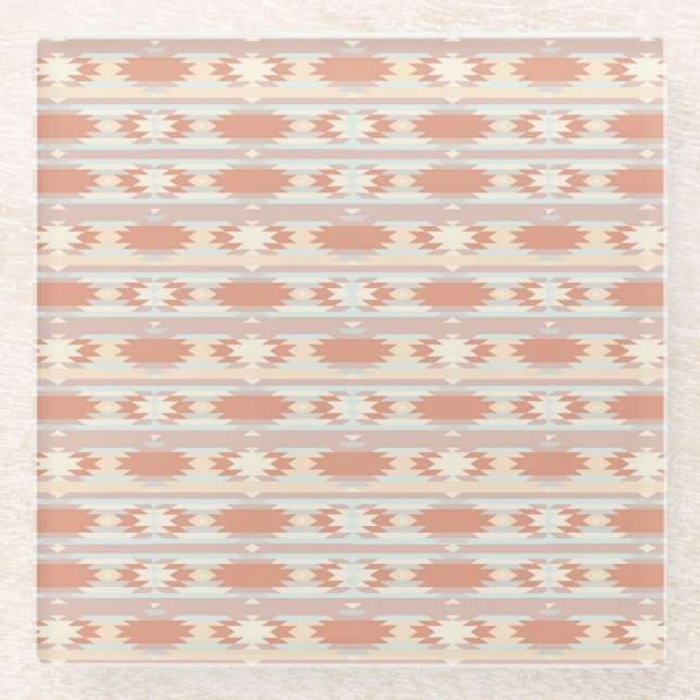Geometrisches Muster in aztekischer Art 3 Glasuntersetzer (Vorderseite)