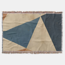 Geometrisches Muster in Blau-, Beige- und Rosttöne Decke