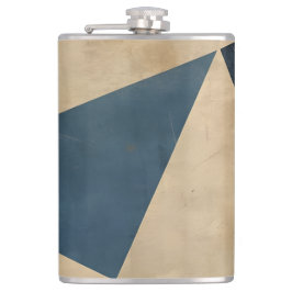 Geometrisches Muster in Blau-, Beige- und Rosttöne Flachmann