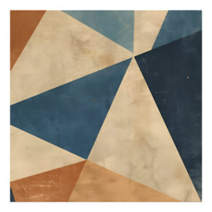 Geometrisches Muster in Blau-, Beige- und Rosttöne Fotodruck
