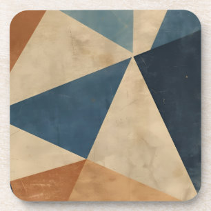 Geometrisches Muster in Blau-, Beige- und Rosttöne Getränkeuntersetzer