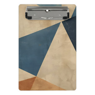 Geometrisches Muster in Blau-, Beige- und Rosttöne Mini Klemmbrett