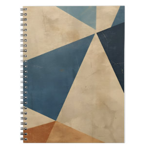 Geometrisches Muster in Blau-, Beige- und Rosttöne Notizblock