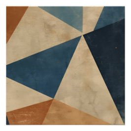 Geometrisches Muster in Blau-, Beige- und Rosttöne Poster