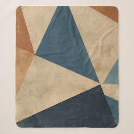 Geometrisches Muster in Blau-, Beige- und Rosttöne Sherpadecke
