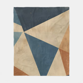 Geometrisches Muster in Blau-, Sand- und Rosttönen Fleecedecke
