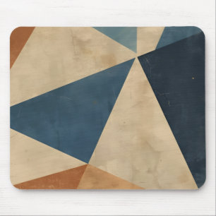 Geometrisches Muster in Blau-, Terrakotta- und Ros Mousepad