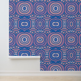 Geometrisches Muster in Blau und Rosa Tapete
