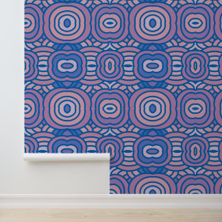 Geometrisches Muster in Blau und Rosa Tapete