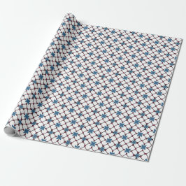 Geometrisches Muster in blau, weiß und rot Geschenkpapier