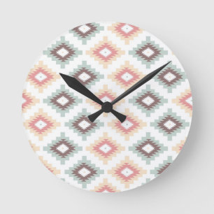Geometrisches Muster in der aztekischen Art Runde Wanduhr