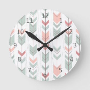 Geometrisches Muster in der Retro Art Runde Wanduhr