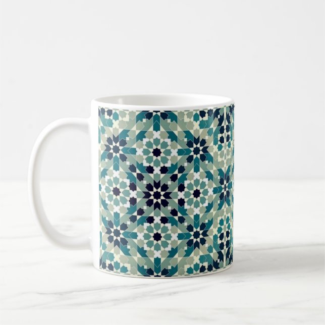 Geometrisches Muster in grüner Farbe Kaffeetasse (Links)
