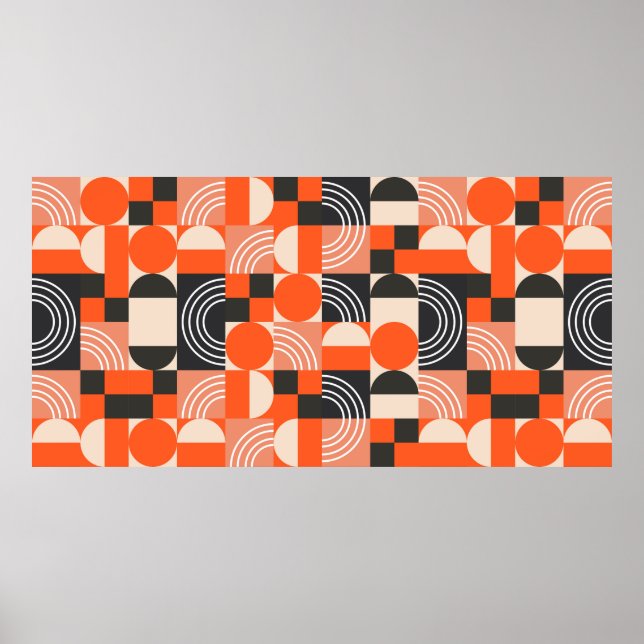 Geometrisches Muster in hellen Farbblöcken. Poster (Vorne)